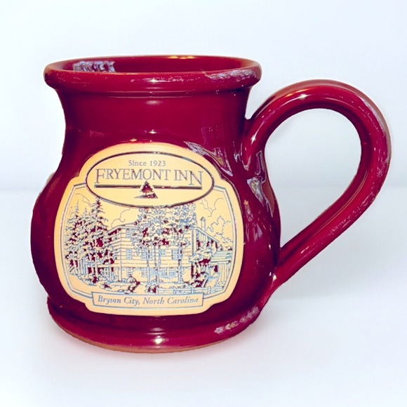 Deneen Pottery Fryemont Inn Bryson City North Carolina Mug/Cup Dark Red - Picture 1 of 10